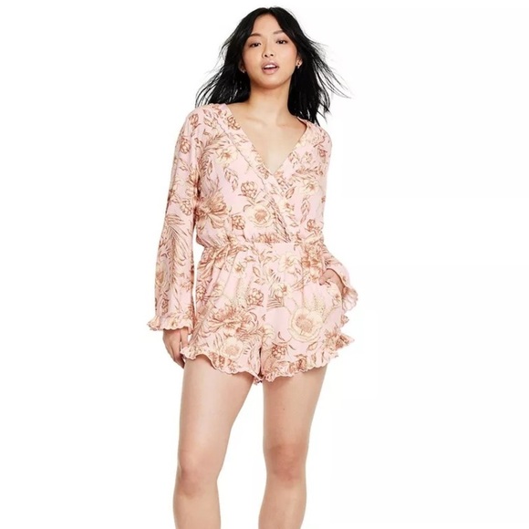 Agua Bendita Pants - AGUA BENDITA - 
Romantic Floral Print Flare Sleeve Romper